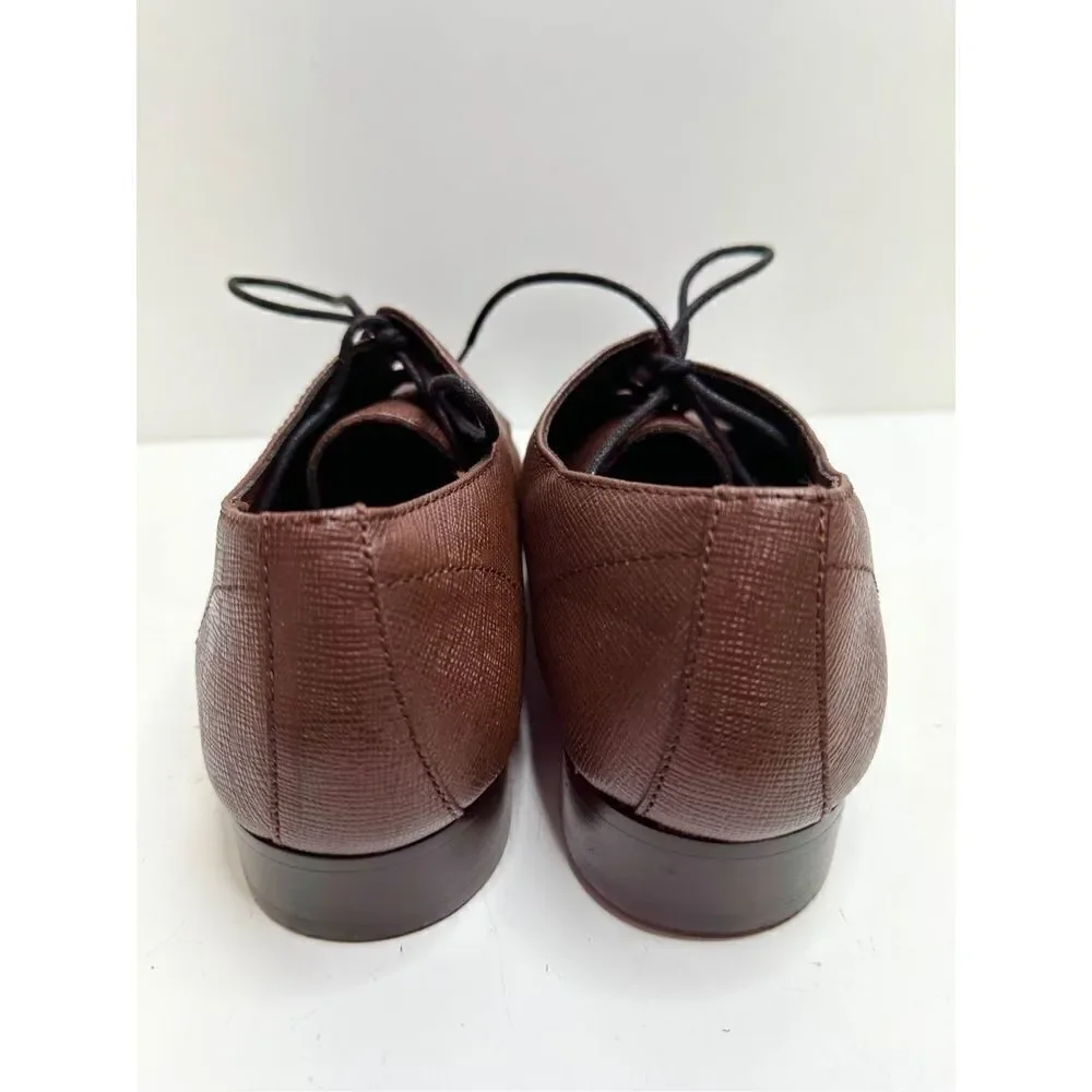 BP Derby Casual Shoes Mens Size‎ 10.5 Brown Textured Leather Plain Toe New
